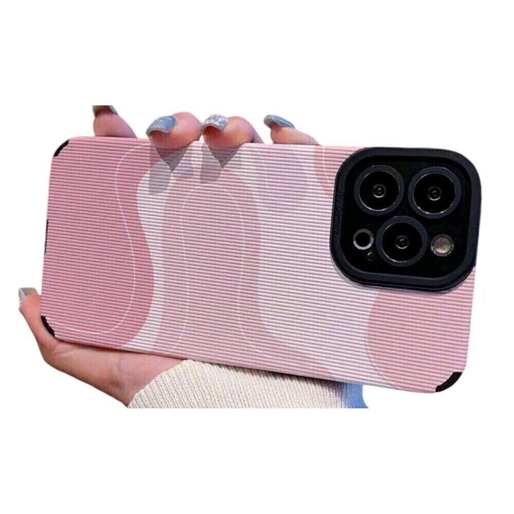 Pink 1pc Striped Pattern 3d Faux Leather Anti-Drop Soft Phone Case Compatible - Picture 3 of 4